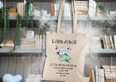 Impression DTF sur tote-bag pour une librairie