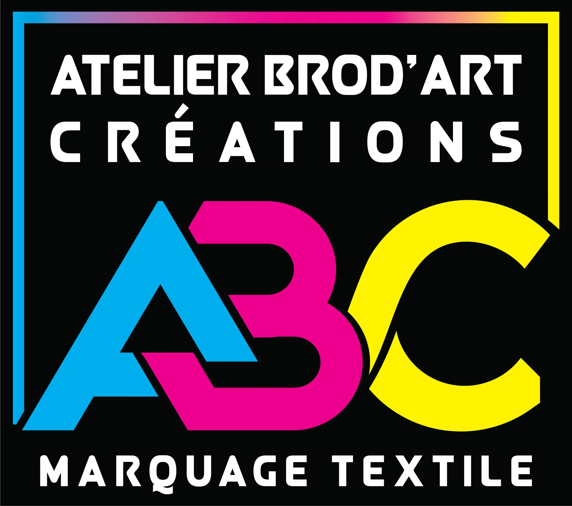 Logo de la société Atelier Brod'Art Créations sur fond noir.