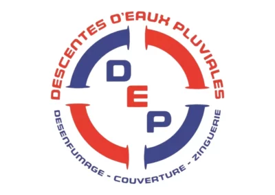 Logo de DEP – Descentes d’eaux pluviales, désenfumage, couverture et zinguerie – Client de l’Atelier Brod’Art Créations.