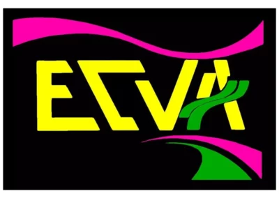 Logo du club de cyclisme ECVA – Client de l’Atelier Brod’Art Créations pour la personnalisation de tenues sportives.